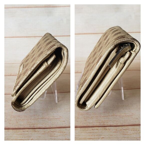 Authentic Gucci Signature Logo Fabric Leather Compact Bifold Wallet Unisex Box - Picture 4 of 16